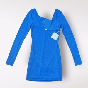 Revolve All The Ways Elandra Mini Dress NWT In Blue Metallic‎ Size S Party Dance